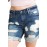 Dark Blue Denim Distressed Boyfriend Short