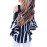 Black Cold Shoulder Vertical Stripes Blouse